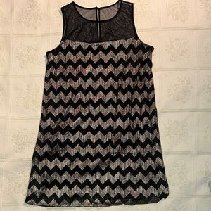 Studio Black and Silver Chevron Mini Dress